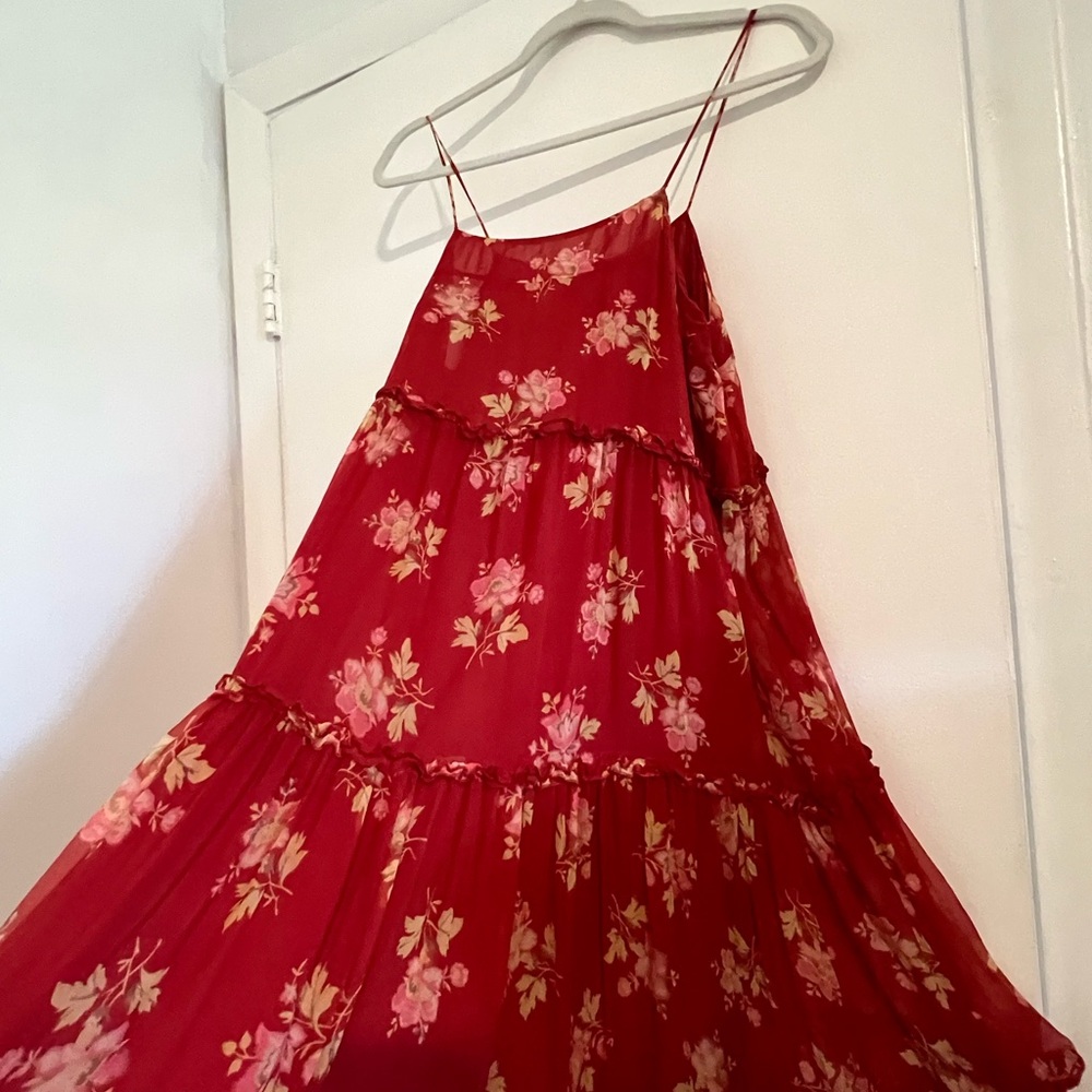 Ralph Lauren Red Floral Maxi Dress - Picture 5 of 9